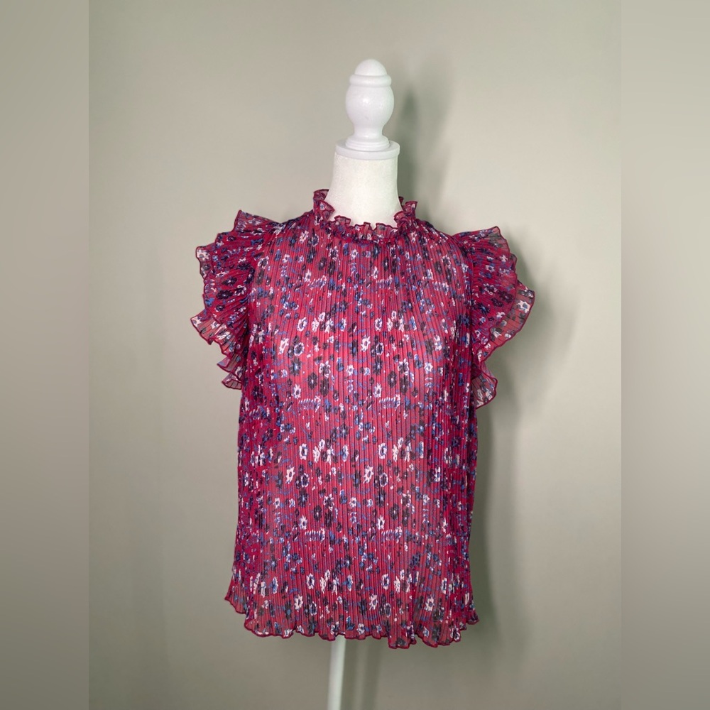 Anthropologie blouse top w/ ruffle sleeve size s, CB95
